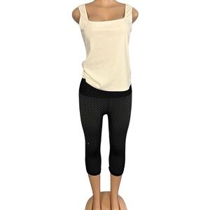 Lululemon In The Flow Crop II Yoga Pants Heathered Coal Black Ruched